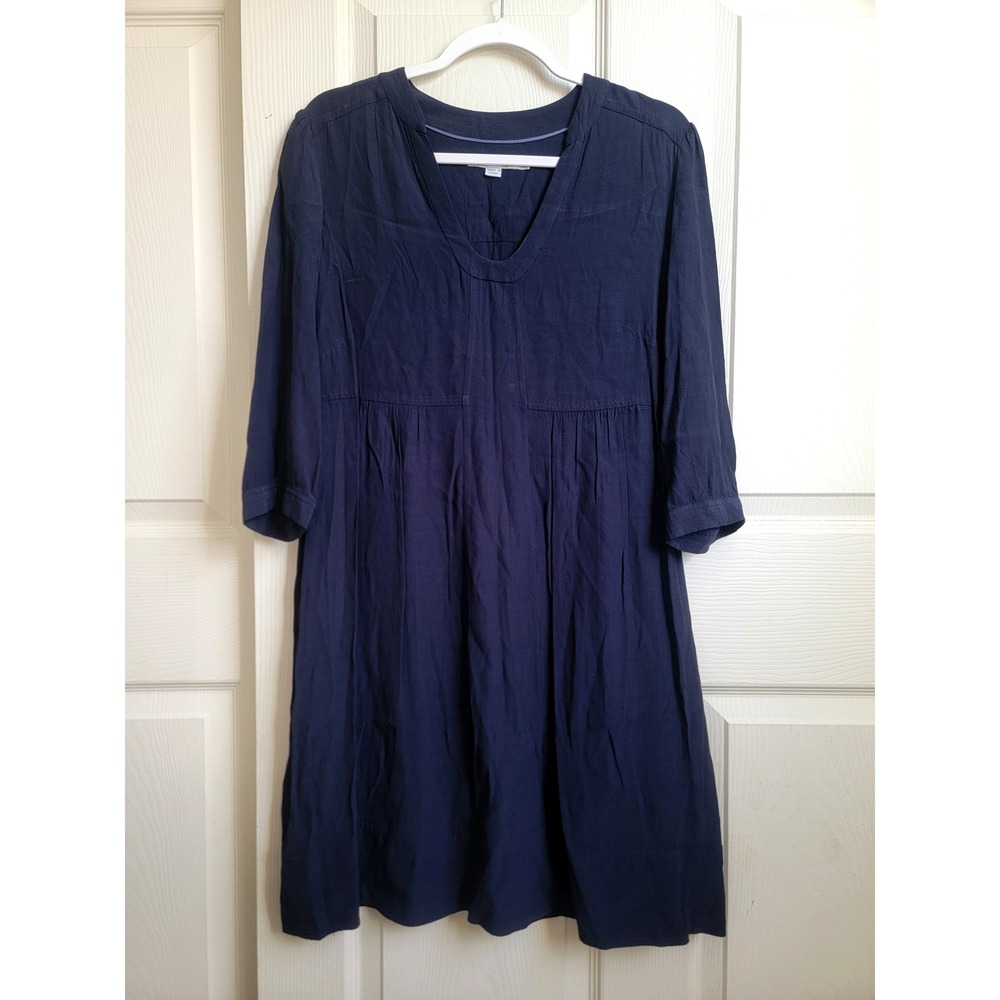 Boden Navy Blue Viscose 3/4 Sleeve Comfy Spring Summer Casual Short Dress Sze 10